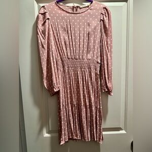 Ellison Blush Long Sleeve Polka Dot Dress